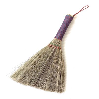 SN SKENNOVA Handmade Bamboo Grass Broom with Nylon Thread Handle - Angled Bristles for Sweeping Debris & Dust - Perfect for Carpet, Cobwebs & Dusting - Compact & Portable Cleaning Essential - 11 Inch