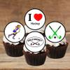 PRECUT Hockey Cupcake Toppers, Field Hockey Theme Edible Cake Decorations, Edible Hockey Party Decorations, Hockey Cake Topper, Field Hockey Edible Cupcake Toppers (12) view 3