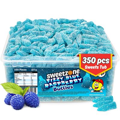 Sweetzone Fizzy Blue Raspberry 805g - 350pcs of Gummy Sweets - Delicious Raspberry Fruit Chews, Sweet Indulgence, Dive into Blue Sweets Bliss with these Halal Sweet Snack Gummies, Perfect for Everyone