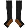 Beausoleil Compression Stockings Nylon Zipper Compression Sock Leg Knee Support Open Toe Preventing Varicose Veins Stretch Socks(Black)XXL view 1