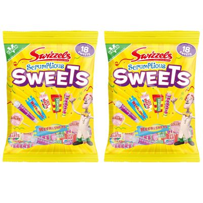 2 Pack x 173g - Scrumptious Sweets - Includes - Double Lollies - Refreshers - Drumsticks - Parma Violets - Fizzers - Love Hearts - Delicious Soft Gum Squashies - Delicious For family And Friends