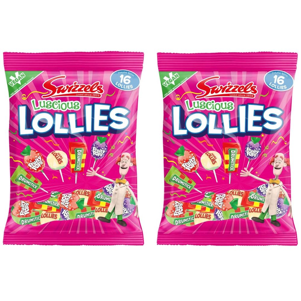 2 Pack x 130g - Luscious Lollies - Soft & Lush Texture - Includes - Fruity Pops - Drumsticks - Double Lollies - Perfect for Snacking & Baking Lover's Treat - Delicious Treats Lover's - Vegan Friendly