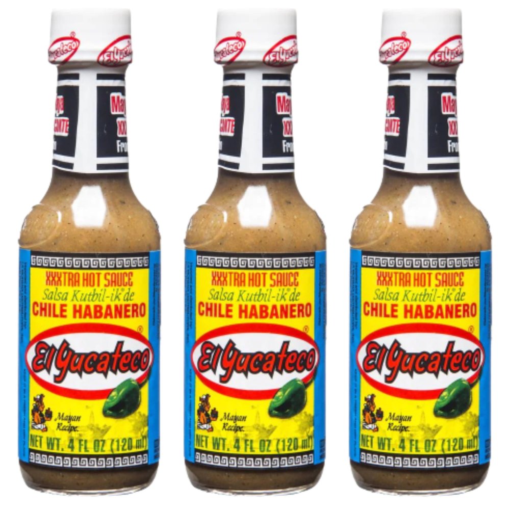 El Yucateco Chile Habanero XXXtra Hot Sauce 120 ml (Pack 3)