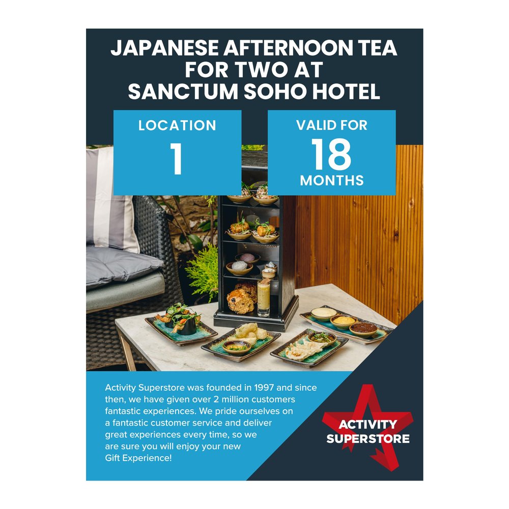 Activity Superstore Japanese Afternoon Tea for Two at Sanctum Soho Hotel, 18-month Validity, Experience Days, Birthday Gifts, Food Gifts