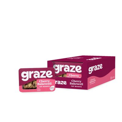Graze - Cherry Bakewell Oat Flapjacks Snacks - Vegetarian Snacks Made With Whole Oats and Natural Flavours - Pack of 9 snacks
