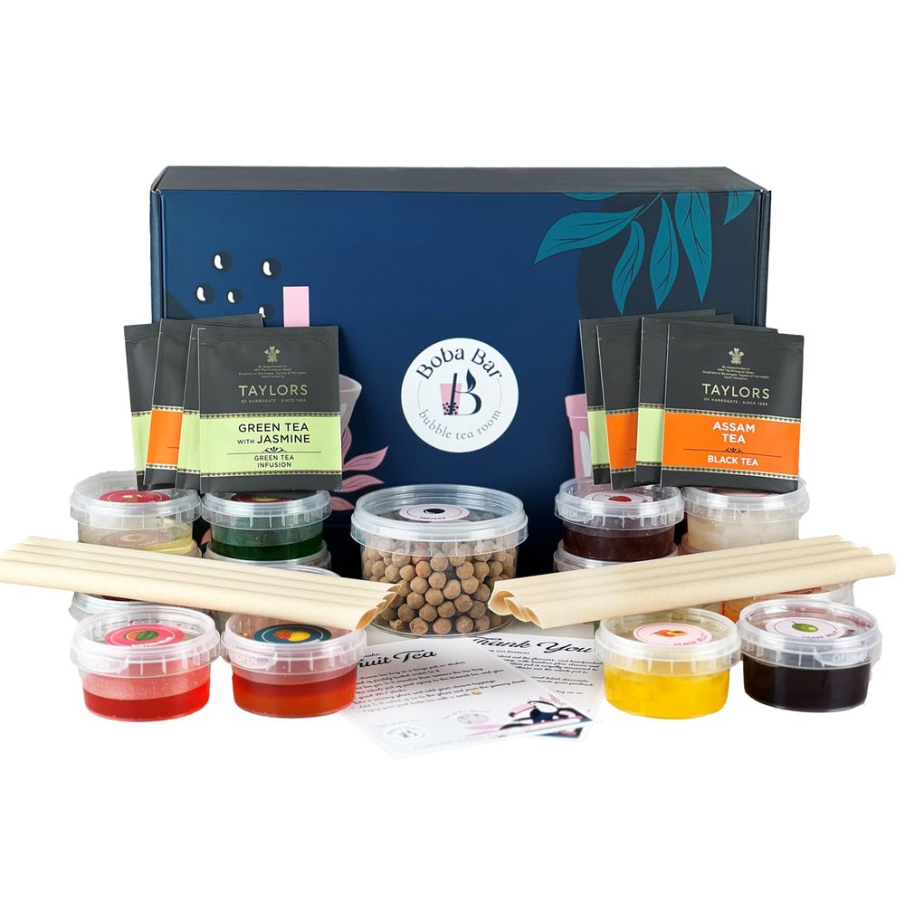 BOBA BAR Wild Vibes Fruit Bubble Tea Kit (Serves 8 x 500 Ml Drinks) - Fruit Tea Flavours, Popping Boba & Jelly Toppings | Vegan & Gluten-Free | Tapioca Pearls & Tea Bags