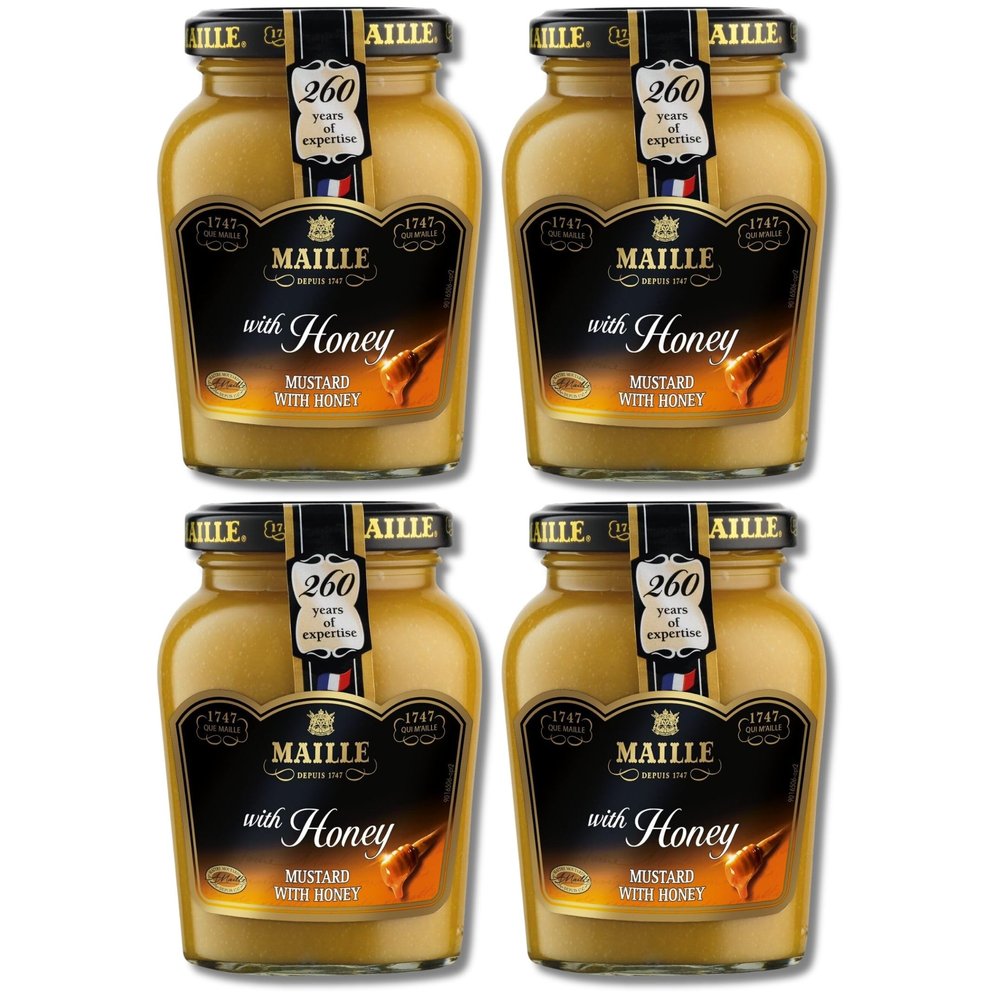 Maille Honey Dijon Mustard 230g Bundle of 4 Jars by The Great British Kitchen | French Mustard Salad Dressing