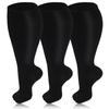 3 Pairs Plus Size Compression Socks for Women & Men, 20-30 mmHg Wide Calf Extra Large Knee High Flight Socks Compression Stockings for Circulation Support view 1