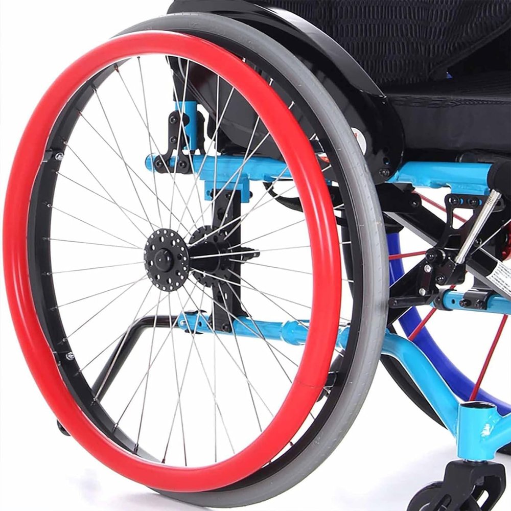 Dremdo Wheelchair Push Rim Covers, 22Inch/24-Inch Rear Wheel Sports Wheelchair Cover, Non-Slip Wear-Resistant Hand Push Protective Cover, Rear Wheel Grips Cover,Red,22in