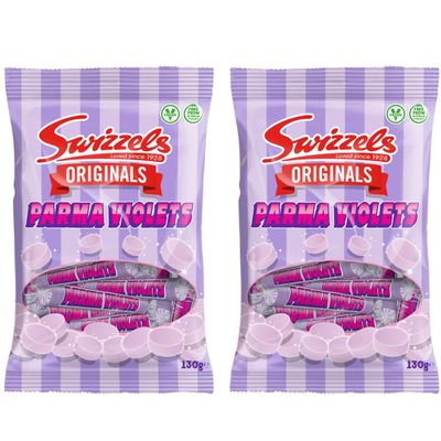 2 Pack x 130g - Originals Parma Violets Candy Canes - Sweets lover's - A Mouthwatering Delicious Candy Treats - Vegan Friendly And Free From Artificial Colours - Sweeten Your Season - Festive Treats