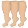 3 Pairs Plus Size Compression Socks for Women & Men, 20-30 mmHg Wide Calf Extra Large Knee High Flight Socks Compression Stockings for Circulation Support view 1