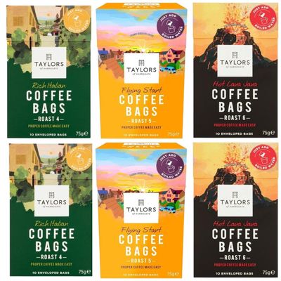 Taylors of Harrogate: Italian and Lava Java Coffee Bags - 2x10 + Flying Start: Total 6 Packs