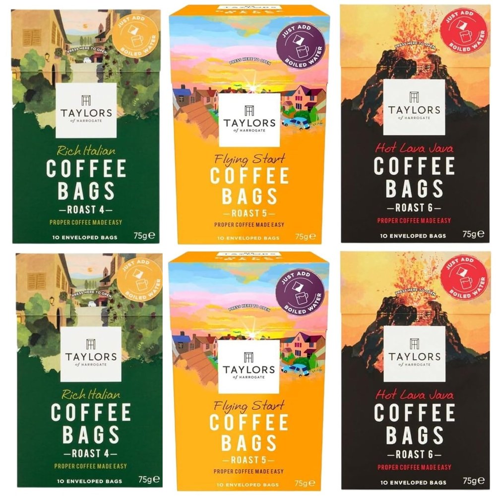 Taylors of Harrogate: Italian and Lava Java Coffee Bags - 2x10 + Flying Start: Total 6 Packs