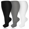 3 Pairs Plus Size Compression Socks for Women & Men, 20-30 mmHg Wide Calf Extra Large Knee High Flight Socks Compression Stockings for Circulation Support view 1