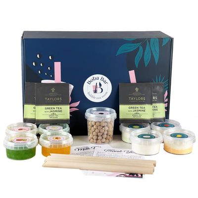 BOBA BAR Happy Bundle Milk Bubble Tea Kit (Serves 4 x 500 Ml Drinks) - Includes a Variety of Milk Tea Flavors, Popping Boba and Jelly Toppings | Gluten-Free | Contains Tapioca Pearls and Tea Bags