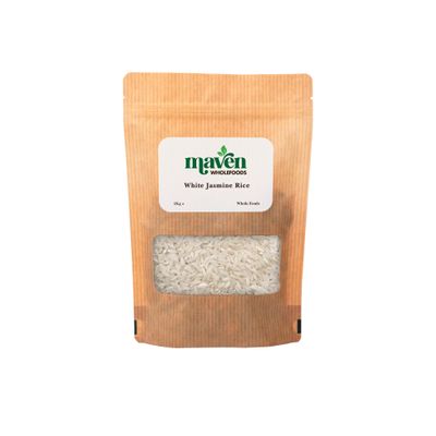 Maven Wholefoods Jasmine Rice 2kg | GMO Free | Vegan | Natural | Source of Protien | High Fibre | Suitable for Vegetarian | Easy to Cook | Packed Fresh in Resealable Bags (2kg)