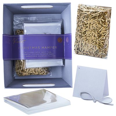 Design By Violet Silver Christmas Hamper Basket Set Create Your Own Gift Box Xmas Present Easter