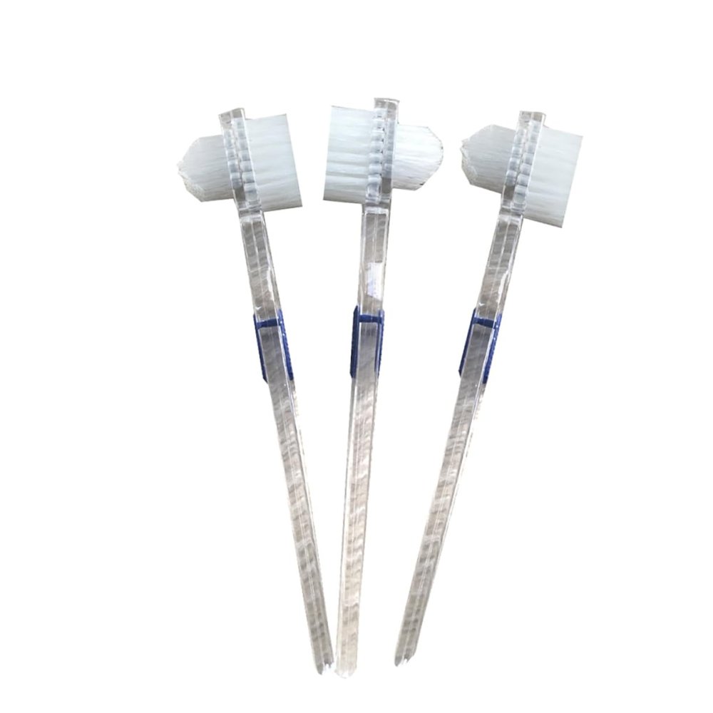 OHPHCALL Double-Headed Brush Firm Nylon Fibres Non-Slip Handle Artificial Teeth Cleaning 2 Pack