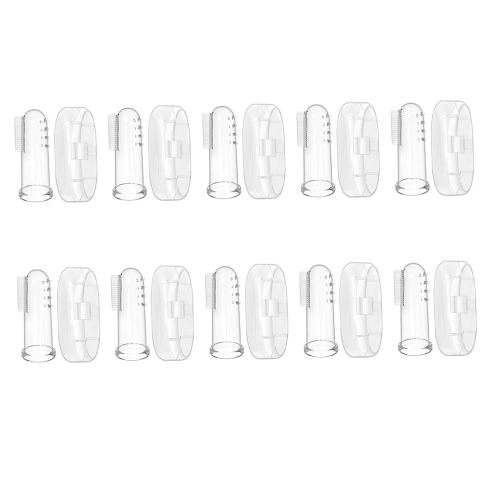 Kisangel 10sets Finger Toothbrush Cover for Oral Cleaning and Massaging Soft Silicone Teething Brush for Years Old for Newborns and Toddlers