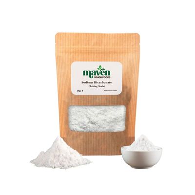 Maven Wholefoods Pure Natural Sodium Bicarbonate Baking Soda | Food Grade Sodium Bicarbonate, Perfect for Baking/Cooking/Cleaning, Triple Refined | (1kg)