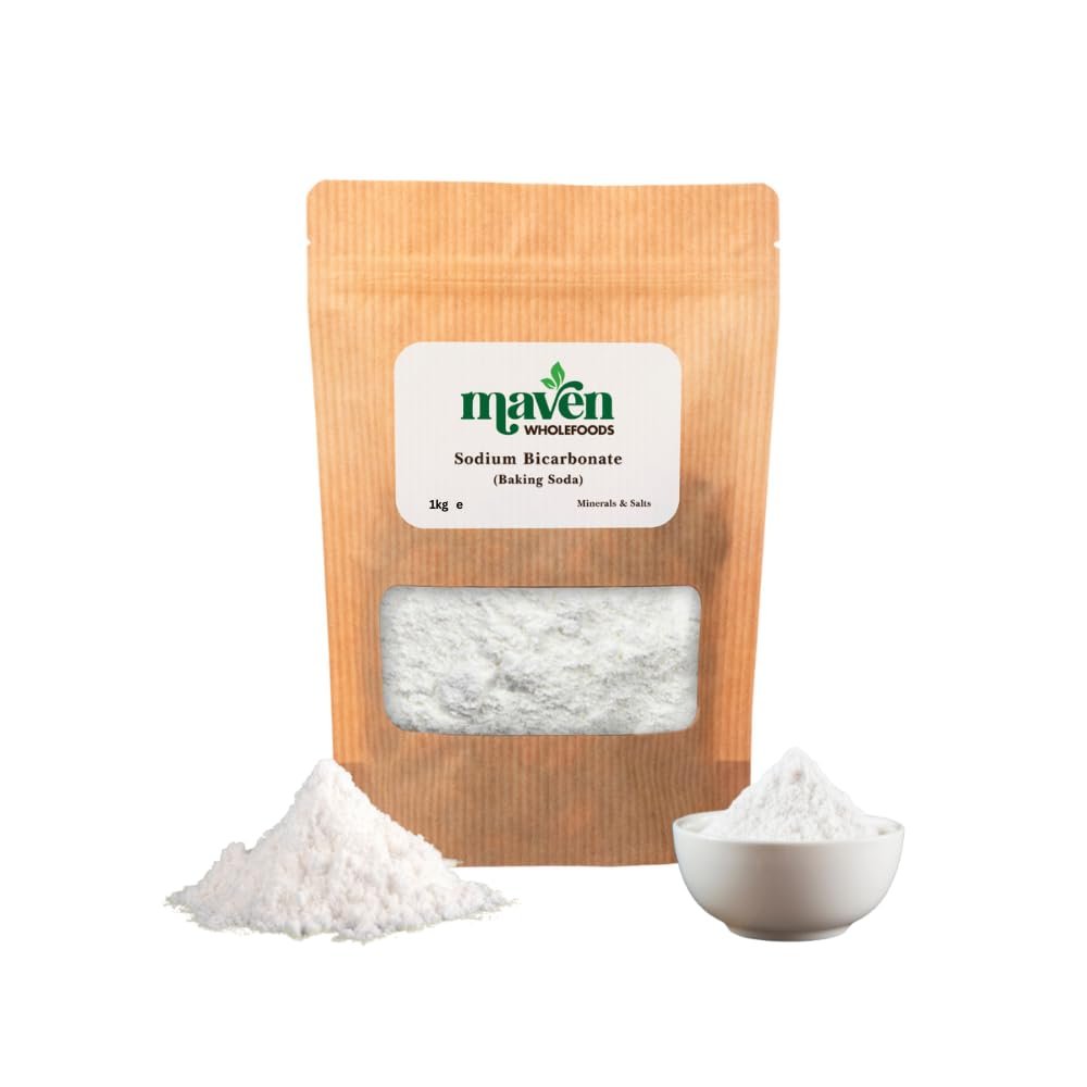 Maven Wholefoods Pure Natural Sodium Bicarbonate Baking Soda | Food Grade Sodium Bicarbonate, Perfect for Baking/Cooking/Cleaning, Triple Refined | (1kg)