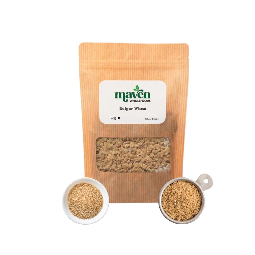Maven Wholefoods Bulgur Wheat 1kg | GMO Free | Vegan | Natural | Antioxidants | High Fibre | Suitable for Vegetarian | Packed Fresh in Resealable Bags | Perfect for Baking and Adding to Smoothies