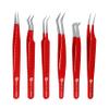 Abdul of Sialkot Abdul of Silakor Eyelash Extension Tweezers Set 6 Piece for Volume Lash Extensions Stainless Steel Eyelash Tweezers for Lash Extensions Isolation & Classic Lashes Tweezers Set (Red) view 1
