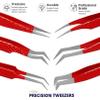Abdul of Sialkot Abdul of Silakor Eyelash Extension Tweezers Set 6 Piece for Volume Lash Extensions Stainless Steel Eyelash Tweezers for Lash Extensions Isolation & Classic Lashes Tweezers Set (Red) view 2