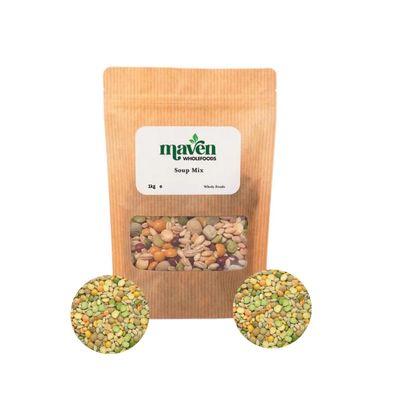 Maven Wholefoods Soup Mix of Lentils, Peas & Barley 1kg | GMO Free | Vegan | Natural | Source of Protien | High Fibre | Suitable for Vegetarian | Packed Fresh in Resealable Bags