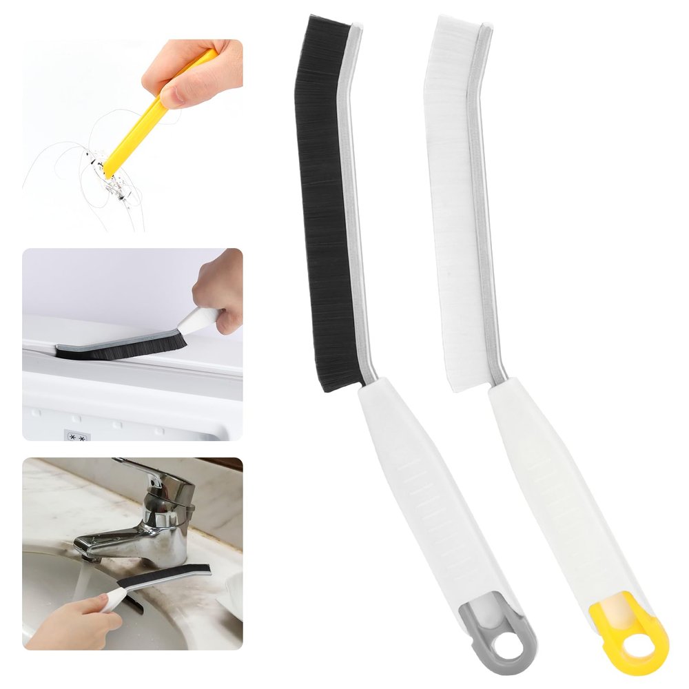 2PCS Colored Gap Cleaning Brush, Hard-bristled Crevice Cleaning Brush, Tweezers to pick up hair, multifunctional brush for bathroom, kitchen, tiles, window grooves