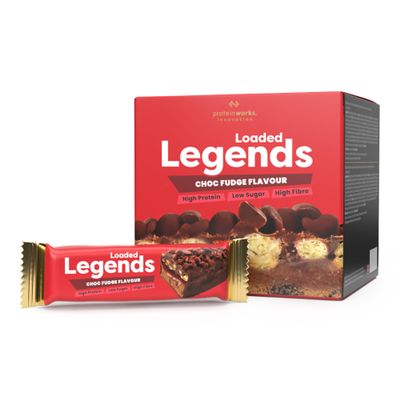 Loaded Legends - Award Winning Protein Bar, Choc Fudge Flavour, 12 Pack, 14g High Protein Bar, High Fibre, Low Sugar, Premium Taste & Ingredients, Guilt Free Snack | Protein Works