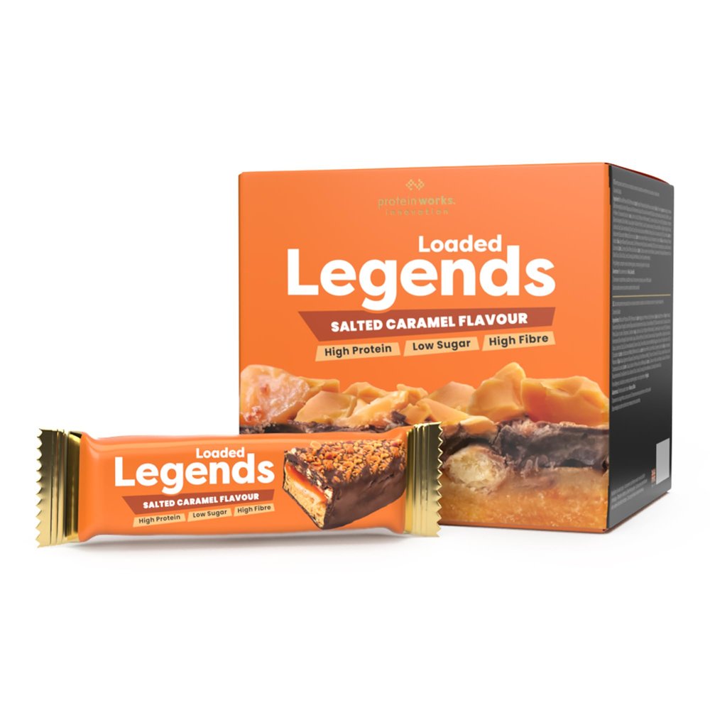 Loaded Legends - Award Winning Protein Bar, Salted Caramel Flavour, 12 Pack, 14g High Protein Bar, High Fibre, Low Sugar, Premium Taste & Ingredients, Guilt Free Snack | Protein Works