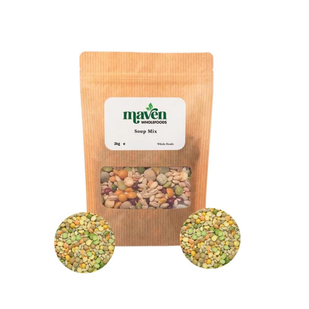 Maven Wholefoods Soup Mix of Lentils, Peas & Barley 3kg | GMO Free | Vegan | Natural | Source of Protien | High Fibre | Suitable for Vegetarian | Packed Fresh in Resealable Bags