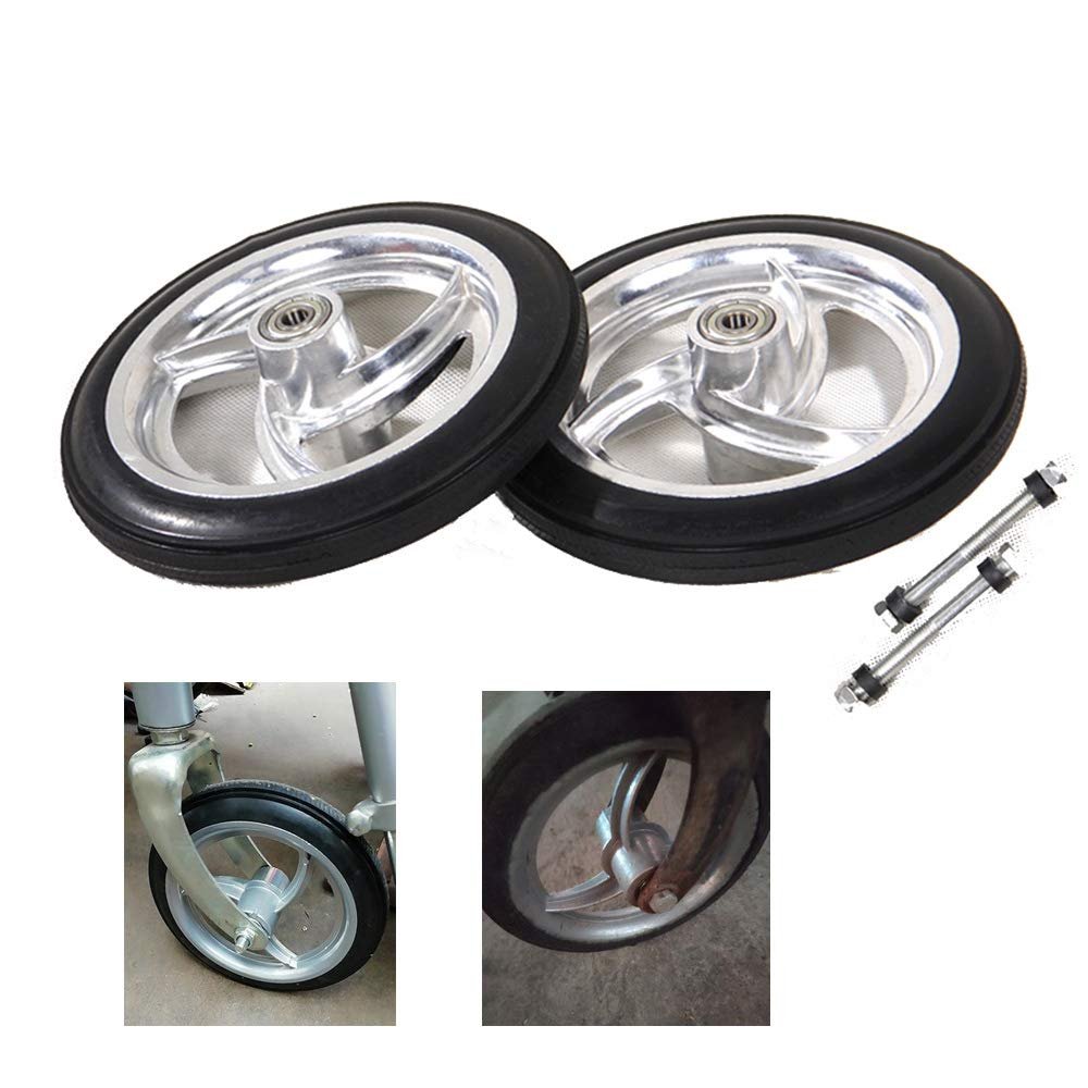 AiQima Replacementors,Solid Rubberer Wheel 7 Inch,For Grade Wheelchair, Rollators Walkers Wheelchairs, Rollators Walkers,Scooter Cart Wheel,Pack of 2