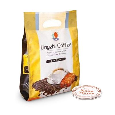 DXN Lingzhi Lite Coffee 3 in 1 + 5's Nona Manis Disposable Coaster (Pack of 1)