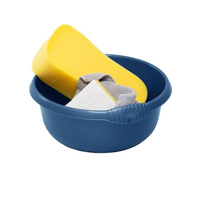 28Cm 5L Litre Capacity Light Weight Round Stylish Plastic Washing Up Bowl For Kitchen Sink, Basin Organiser (Navy Blue)