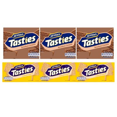 Biscuit Selection | McVities Biscuits Bulk Bundle | Tasties Bourbon Creams and Tasties Custard Cream | 6 x 300g | Pack of 6