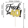 Rsstarxi 1 Pack 40th Birthday Cake Topper Funny Black Gold Glitter 40 & Fabulous Forty Birthday Cake Pick for Cheers to 40 Years Old Birthday Anniversary Party Cake Decorations view 2