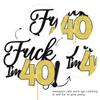 Rsstarxi 1 Pack 40th Birthday Cake Topper Funny Black Gold Glitter 40 & Fabulous Forty Birthday Cake Pick for Cheers to 40 Years Old Birthday Anniversary Party Cake Decorations view 3
