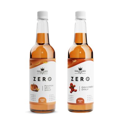 Three Kings Pantry Zero Calorie Syrups Winter 2 Flavour Pack | Keto Friendly Coffee Syrup Sugar Free | Guilt Free indulgent flavouring (Winter Duo)