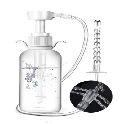 Douche Enema Kit Women Men - Douche with Silicone Soft Nozzle, Va-ginal Wash with 60cm Hose, Colon Cleanse Easy to Press, Enemas at Home Kit for Constipation Portable 330ml