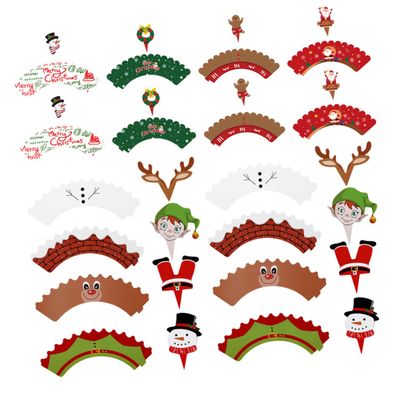 Christmas Decorations,Christmas Cupcakes Christmas Cups Christmas Cupcake Wrapper Christmas Cupcake Toppers fruitcakes Cake Accessory Make up Birthday Cake Decorations Pa