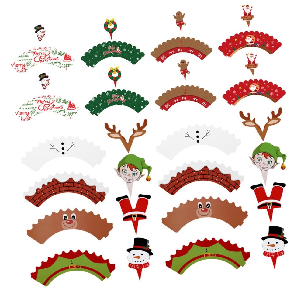 Christmas Decorations,Christmas Cupcakes Christmas Cups Christmas Cupcake Wrapper Christmas Cupcake Toppers fruitcakes Cake Accessory Make up Birthday Cake Decorations Pa