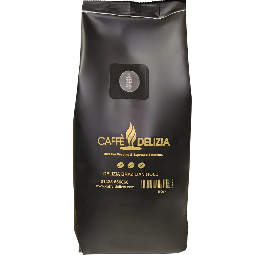 Caffe Delizia Brazilian Gold Coffee Beans 12 x 500g | Premium Whole Bean Coffee Blend from Brazil, Kenya & Vietnam | Smooth, Rich, Medium Roast | Barista Quality for Espresso & Filter Brewing