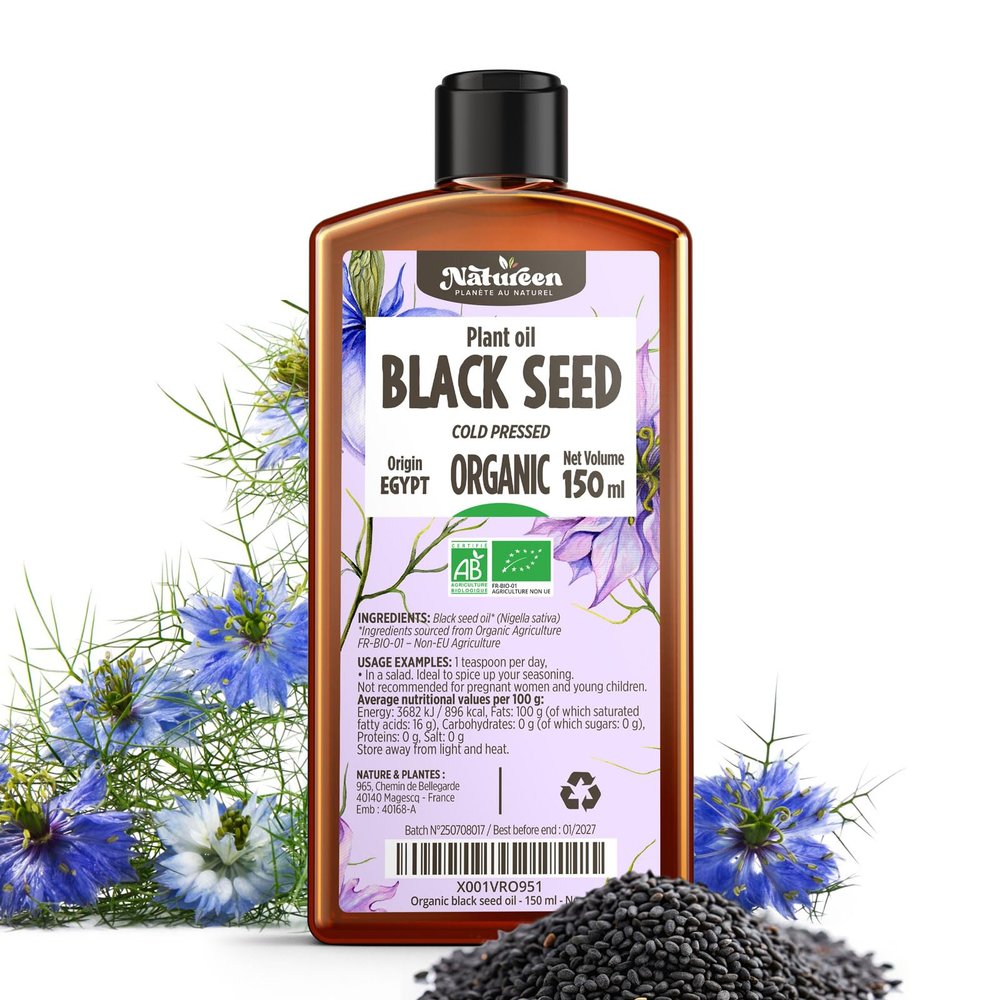 Organic Black seed oil 150 ml - Nigella sativa - Cold Pressed - Plante au Naturel | Natureen