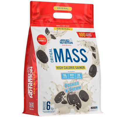 Applied Nutrition Original Critical Mass - Weight Gainer with MCT Powder, High Calorie Protein Powder Mass Gainer (6kg - 25 Servings) (Cookies 'N' Cream)