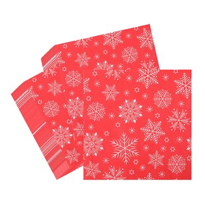 WedDecor 2Ply Traditional Christmas Paper Napkins Red Snowflakes Pack of 100, 33cm Square Paper Serviettes for Xmas, Boxing Day, Winter Christmas Dinner Party Decorations