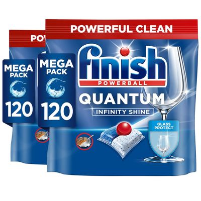 Finish Quantum Infinity Shine Dishwasher Tablets Bulk | Scent : Fresh | Size: 240 Dishwasher Tabs (120 tabs x 2)| For Sparkling Clean