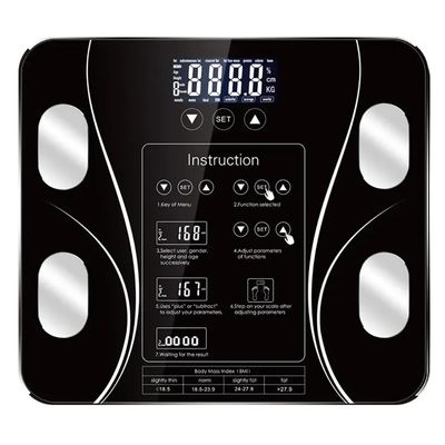 Digital Body Analyzer, Fat Scale with 4 High Precision Sensors, 15 Body Composition Analyzer, Tempered Glass Body/9 Data Storage/396Ibs Capacity, for Measures Body Fat, Water, Muscle, Bone Mass