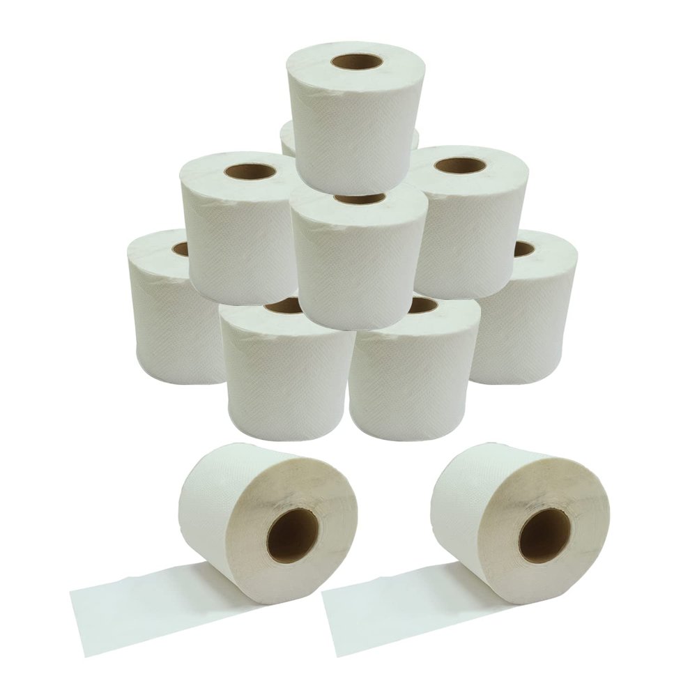 Pack of 18- Toilet Rolls, 2 Ply White Toilet Paper, Quilted Toilet Roll Packs, 34GSM Toilet Paper Soft Tissue Roll Skin Cleaning Towels, Wiping Napkin Roll, Bulk Buy (220 Sheets/Toilet Rolls)